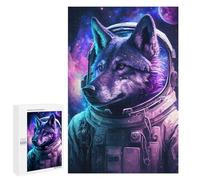 Puzzles pour Adultes Cosmic Wolf Astronaut Puzzles pour Adolescents Cadeau d'anniversaire Stimule Le Cerveau Jeu Stimulant Cadeaux 1000 PCS