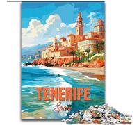 Puzzles pour Adultes Côte de Tenerife Espagne, pour Les 14 Ans et Plus Chaque pièce est Unique - Jeu Amusant et Stimulant pour Toute la Famille Bon Cadeau 26x38cm