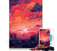 Puzzles pour Adultes Coucher de Soleil Urbain 1000 pièces Découpe de Haute précision Facile à Apprendre Plaisir en Famille (38x52cm)