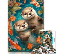 Puzzles pour Adultes Couple de loutres Puzzles pour Adultes 1000 pièces, Jeu Familial Anti-Stress Défi Difficile Superbes Cadeaux et Jouets 50x75cm