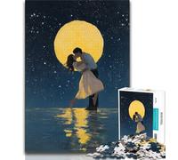 Puzzles pour Adultes Couple sous la Lune 1000 pièces, Staycation Kill Time, Chaque pièce est Unique - Jeu Familial Stimulant et Amusant 50x75cm