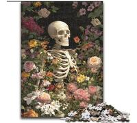 Puzzles pour Adultes Crâne de Fleur, Jeu Familial Anti-Stress, défi Difficile, Une œuvre d'art pour Les 14 Ans et Plus (Taille 26x38cm)