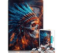 Puzzles pour Adultes crâne Indien 1 000 pièces Cadeaux pour Adolescents Jeu éducatif défi Collection d'artistes Beaux-Arts (50x75cm)
