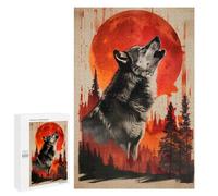 Puzzles pour Adultes Crimson Moon Wolf Call Puzzle pour Adultes - Jouets Anti-Stress - Une Œuvre d'art - Difficile Et Stimulant 1000 PCS