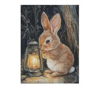Puzzles pour Adultes Curious Bunny with Lantern Puzzles pour Adultes : Jeux Relaxants, Défis Difficiles, Cadeaux d'anniversaire Et Cadeaux Uniques 52x38cm/1000pcs