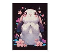 Puzzles pour Adultes Cute Bunny with Flowers Puzzle pour Adultes À Monter Soi-même, Jouet, Cadeau d'anniversaire, Super Cadeau pour Les Gamers 52x38cm/1000pcs