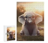Puzzles pour Adultes Cute Elephant Read Glasses Puzzles pour Adultes - Jouets À Monter Soi-même, Amusants Et Originaux - Cadeaux Uniques pour Un Anniversaire Ou Noël 300 PCS