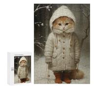 Puzzles pour Adultes Cute Ginger Kitten in Snow Puzzles pour Adultes, Jouet, Décoration Murale, Décoration Intérieure, Idéal comme Cadeau 300 PCS
