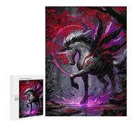 Puzzles pour Adultes Dark Winged Unicorn in Forest Puzzle pour Adultes, Jeu Familial, Défi Difficile, Cadeaux pour Les Amis Et La Famille 500 PCS