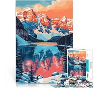 Puzzles pour Adultes de 1000 pièces Art du Coucher de Soleil sur Un lac de Montagne au Canada Impossible Une œuvre d'art 52x38cm