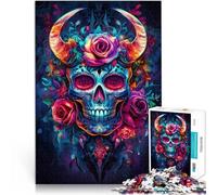 Puzzles pour Adultes de 1000 pièces Art du crâne coloré Entraînez Votre Cerveau et Vos Mains Idées Cadeaux 38x26cm