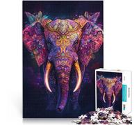 Puzzles pour Adultes de 1000 pièces Art du Roi éléphant Fait de Bois，pour Les 14 Ans et Plus avec des pièces complètement interconnectées de Formes aléatoires Super Cadeau de Noël。Taille：50x75cm