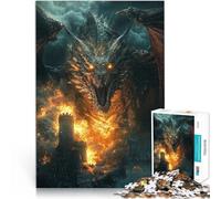 Puzzles pour Adultes de 1000 pièces Art numérique du Dragon de feu Jouets de Jeu stimulants Améliorer la mémoire 38x26cm