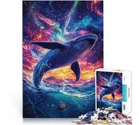 Puzzles pour Adultes de 1000 pièces Baleine sautant dans l'espace Cadeaux de Jeux stimulants Œuvre d'art 38x26cm