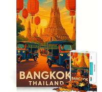 Puzzles pour adultes de 1000 pièces Bangkok Thaïlande - Poster de voyage de qualité supérieure - Art logique - Jeu d'arrêt, jeu amusant - Affichage artistique de Noël (50 x 75 cm)