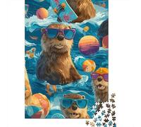 Puzzles pour Adultes De 1000 Pièces Beaver Pool Party Puzzle pour Adultes : Un Jeu De Réflexion Amusant Et Humoristique, Idéal comme Cadeau 70x50cm/1000pcs