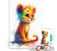 Puzzles pour Adultes de 1000 pièces Bébé Lion coloré Défi Difficile pour soulager Le Stress Interaction Parent-Enfant 50x70cm