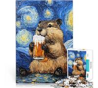 Puzzles pour Adultes de 1000 pièces Castor à la bière Entraînez Votre Cerveau et Vos Mains Cadeaux d'anniversaire 52x38cm