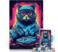 Puzzles pour Adultes de 1000 pièces Cat Gamer Gaming Jouet éducatif intellectuel décompressant Décoration Parfaite 75x50cm