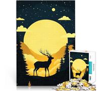 Puzzles pour Adultes de 1000 pièces Cerf sous la Pleine Lune Jouets de Divertissement Familial Décoration Parfaite 38x26cm
