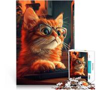 Puzzles pour Adultes de 1000 pièces Chat de Jeu Mignon tapant sur Un Clavier Jouets éducatifs Une œuvre d'art 75x50cm