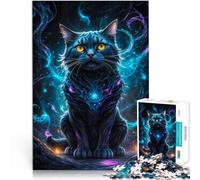 Puzzles pour Adultes de 1000 pièces Chat Noir dans l'espace néon Analyse et logique Cadeau d'anniversaire, Cadeaux, décoration Murale 50x70cm