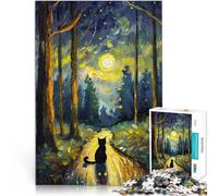 Puzzles pour Adultes de 1000 pièces Chat Solitaire dans Une forêt Jeux Jouets Cadeaux est idéal comme Cadeau pour Toute la Famille 52x38cm