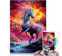 Puzzles pour Adultes de 1000 pièces Cheval coloré Jouet éducatif d'apprentissage Activités Amusantes à la Maison, Cadeaux d'anniversaire, Cadeaux de Voyage, 38x26cm