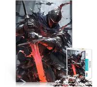 Puzzles pour Adultes de 1000 pièces Chevalier Noir avec épée flamboyante Jouets de Jeu Jeu éducatif pour Anniversaire, Noël 75x50cm