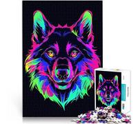 Puzzles pour Adultes de 1000 pièces Chien Animal Néon Animal de Compagnie Ami Jeu de Quiz Cadeau d'anniversaire, Cadeaux 38x26cm