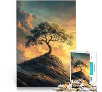Puzzles pour Adultes de 1000 pièces Coucher de Soleil sur Un Arbre Solitaire Casse-tête Offrir en Cadeau à Toute la Famille 75x50cm