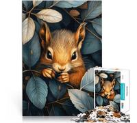 Puzzles pour Adultes de 1000 pièces Écureuil dans Les Feuilles Jeux éducatifs Décoration d'intérieur décoration Murale 52x38cm