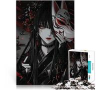 Puzzles pour Adultes de 1000 pièces Fille d'anime avec Un Masque de Renard Jeux éducatifs Cadeaux du Père Noël Secret 75x50cm