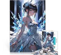 Puzzles pour Adultes de 1000 pièces Fille d'anime en Robe de Cristal défi éducatif avec des pièces de Formes aléatoires entièrement imbriquées 52x38cm