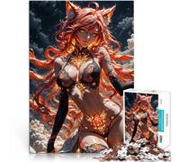 Puzzles pour Adultes de 1000 pièces Fille renarde Ardente Entraînez Votre Cerveau et Vos Mains Œuvre d'art 52x38cm