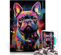 Puzzles pour Adultes de 1000 pièces Graffiti Bouledogue Français Jeux éducatifs Jouets DIY Cadeau d'anniversaire 52x38cm