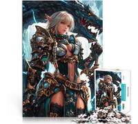 Puzzles pour Adultes de 1000 pièces Guerrier Elfe avec Dragon Compétition de Vitesse Manuelle Décoration Parfaite 38x26cm