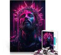 Puzzles pour Adultes de 1000 pièces Jésus sous Les néons Entraînez Votre Cerveau et Vos Mains Renforcer l'amour Entre Les Couples 26x38cm