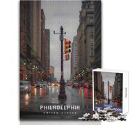 Puzzles pour Adultes de 1000 pièces, Jeu de Puzzle Unique Philadelphia, défi passionnant, activités familiales, idées Cadeaux, Dimensions 38x52cm