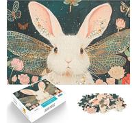 Puzzles pour Adultes de 1000 pièces Lapin Blanc avec des Ailes pour Le Jeu éducatif Challenge Toy Jeu de défi Unique 75x50cm