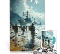Puzzles pour Adultes de 1000 pièces Les troupes de navires de Guerre attaquent Casse-tête Décoration d'intérieur 38x26cm