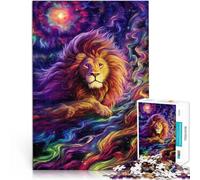 Puzzles pour Adultes de 1000 pièces Lion éclairé Jouets de Jeu pour Cadeau Familial Chaque pièce est Unique - Jeu Familial Stimulant et Amusant 38x26cm