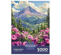 Puzzles pour Adultes De 1000 Pièces Mountain View with Flowers Puzzles pour Adultes, Jeux De Société en Famille, Décoration Intérieure, Idéal comme Cadeau 70x50cm/1000pcs
