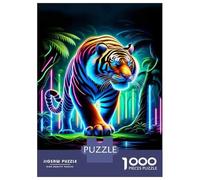 Puzzles pour Adultes De 1000 Pièces Neon Tiger Wall Art Print Puzzle pour Adultes : Un Jeu De Réflexion Amusant Et Humoristique, Idéal comme Cadeau 70x50cm/1000pcs