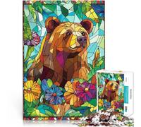 Puzzles pour Adultes de 1000 pièces Ours en vitrail Réduction du Stress intéressante Liste de souhaits avec Le Père Noël 38x26cm