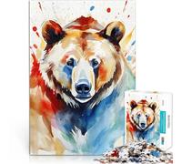 Puzzles pour Adultes de 1000 pièces Ours Peint à l'aquarelle Compétition de Vitesse Manuelle Une œuvre d'art 52x38cm