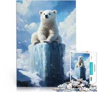 Puzzles pour Adultes de 1000 pièces Ours Polaire Mignon sur Un Iceberg Assemblage du modèle Renforcer l'amour Entre Les Couples 26x38cm