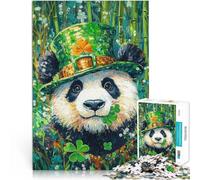Puzzles pour Adultes de 1000 pièces Panda de la Saint-Patrick Défi Difficile pour soulager Le Stress Une œuvre d'art 75x50cm