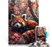 Puzzles pour Adultes de 1000 pièces Panda Roux Sakura endormi Réduction du Stress intéressante Une œuvre d'art 52x38cm