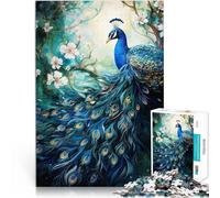 Puzzles pour Adultes de 1000 pièces Paon Mythique Entraînez Votre Cerveau et Vos Mains avec Affiche et Feuille de Questions correspondantes 50x70cm
